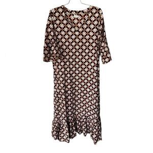 Livro Ruffle Hem Dress, Mocha Geo M